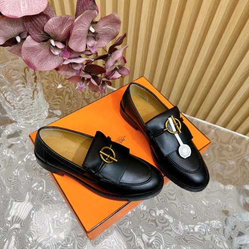 Replica Hermes Leather Shoes For Women #1258679 $125.00 USD for Wholesale