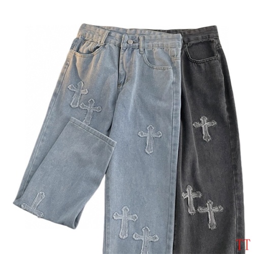 Replica Chrome Hearts Jeans For Men #1259390 $45.00 USD for Wholesale