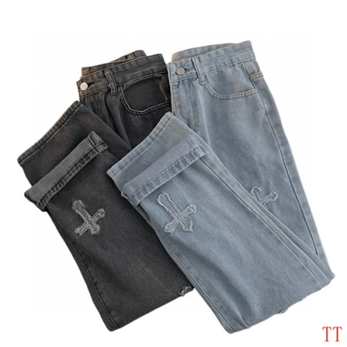 Replica Chrome Hearts Jeans For Men #1259390 $45.00 USD for Wholesale