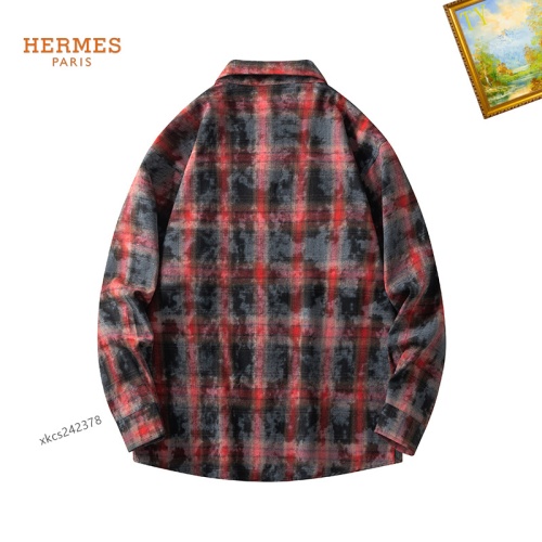 Replica Hermes Shirts Long Sleeved For Men #1260353 $40.00 USD for Wholesale