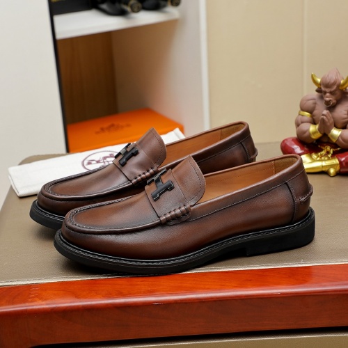 Replica Hermes Leather Shoes For Men #1266607 $82.00 USD for Wholesale