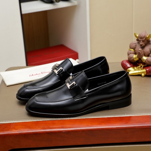 Replica Salvatore Ferragamo Leather Shoes For Men #1266610 $85.00 USD for Wholesale