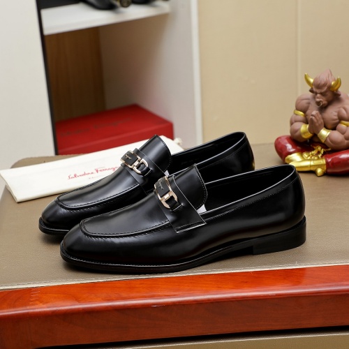 Replica Salvatore Ferragamo Leather Shoes For Men #1266611 $85.00 USD for Wholesale