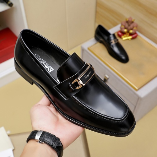 Replica Salvatore Ferragamo Leather Shoes For Men #1266611 $85.00 USD for Wholesale