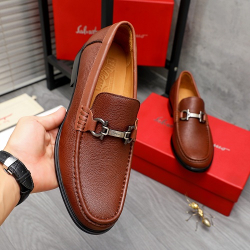 Replica Salvatore Ferragamo Leather Shoes For Men #1266628 $85.00 USD for Wholesale