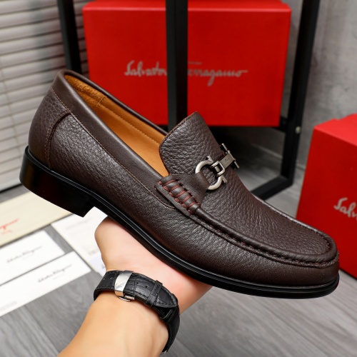 Replica Salvatore Ferragamo Leather Shoes For Men #1266629 $85.00 USD for Wholesale