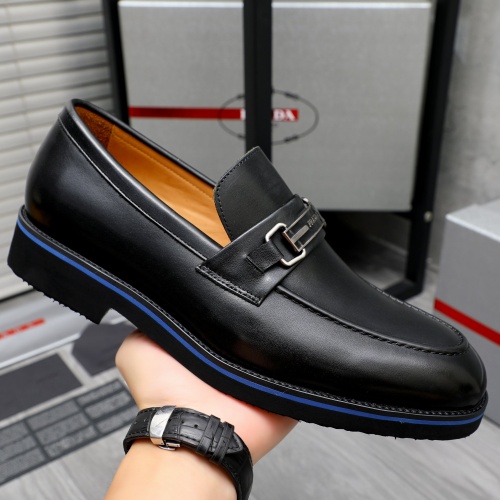 Replica Prada Leather Shoes For Men #1266638 $92.00 USD for Wholesale