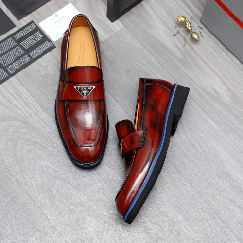 Replica Prada Leather Shoes For Men #1266640 $92.00 USD for Wholesale