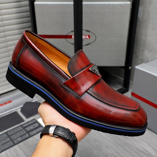 Replica Prada Leather Shoes For Men #1266640 $92.00 USD for Wholesale