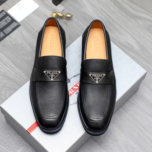 Replica Prada Leather Shoes For Men #1266643 $92.00 USD for Wholesale