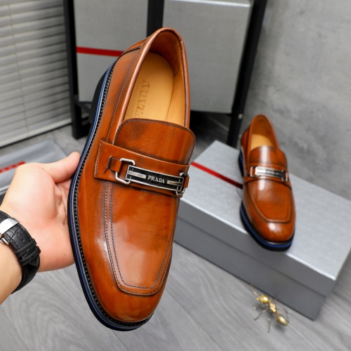 Replica Prada Leather Shoes For Men #1266646 $92.00 USD for Wholesale