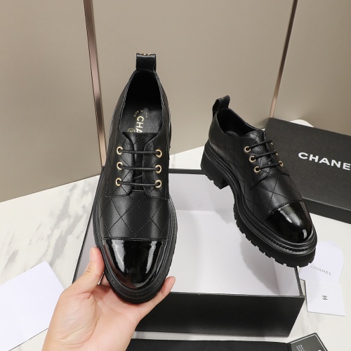 Replica Chanel Leather Shoes For Women #1266973 $100.00 USD for Wholesale