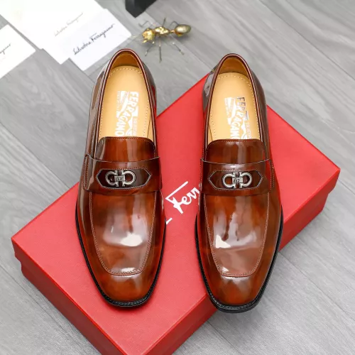 Replica Salvatore Ferragamo Leather Shoes For Men #1273435 $82.00 USD for Wholesale