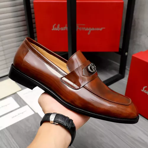 Replica Salvatore Ferragamo Leather Shoes For Men #1273435 $82.00 USD for Wholesale