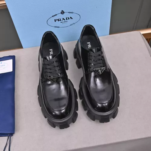 Replica Prada Leather Shoes For Men #1284434 $100.00 USD for Wholesale