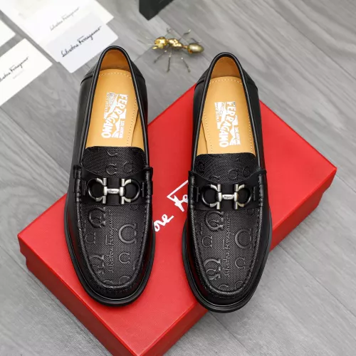 Replica Salvatore Ferragamo Leather Shoes For Men #1284768 $88.00 USD for Wholesale