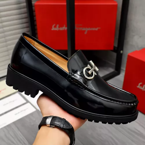 Replica Salvatore Ferragamo Leather Shoes For Men #1284770 $88.00 USD for Wholesale