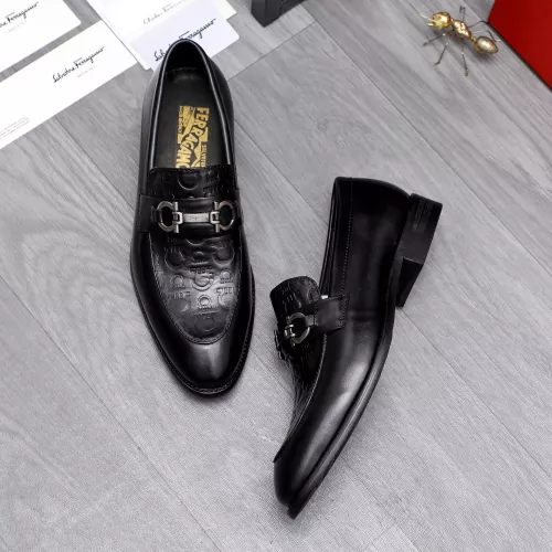 Replica Salvatore Ferragamo Leather Shoes For Men #1291945 $88.00 USD for Wholesale