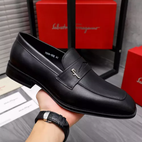 Replica Salvatore Ferragamo Leather Shoes For Men #1293112 $85.00 USD for Wholesale