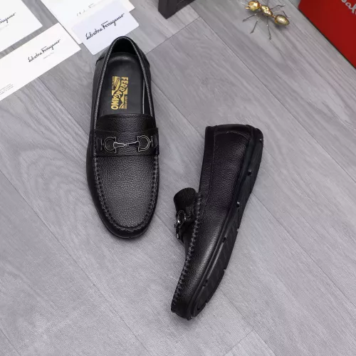 Replica Salvatore Ferragamo Leather Shoes For Men #1293131 $85.00 USD for Wholesale