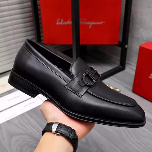 Replica Salvatore Ferragamo Leather Shoes For Men #1293135 $85.00 USD for Wholesale