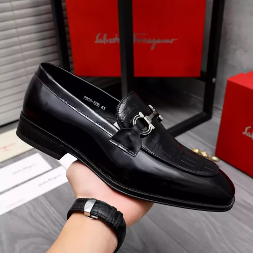 Replica Salvatore Ferragamo Leather Shoes For Men #1293144 $85.00 USD for Wholesale