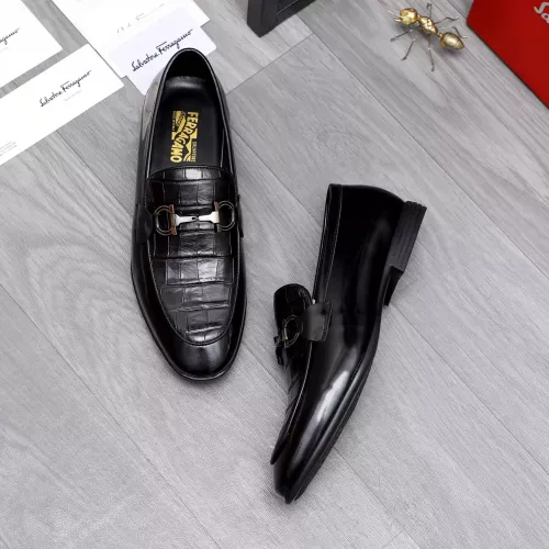 Replica Salvatore Ferragamo Leather Shoes For Men #1293145 $85.00 USD for Wholesale