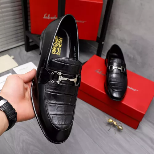 Replica Salvatore Ferragamo Leather Shoes For Men #1293145 $85.00 USD for Wholesale