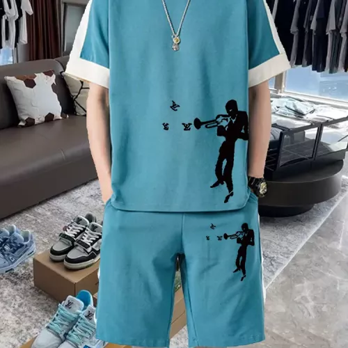 Louis Vuitton LV Tracksuits Short Sleeved For Men #1314872 $80.00 USD, Wholesale Replica Louis Vuitton LV Tracksuits