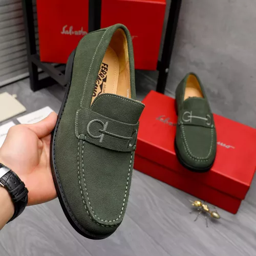 Replica Salvatore Ferragamo Leather Shoes For Men #1318454 $88.00 USD for Wholesale