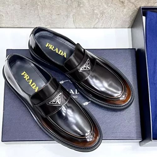 Replica Prada Leather Shoes For Men #1330235 $155.00 USD for Wholesale