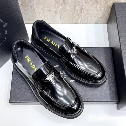 Replica Prada Leather Shoes For Men #1330381 $155.00 USD for Wholesale