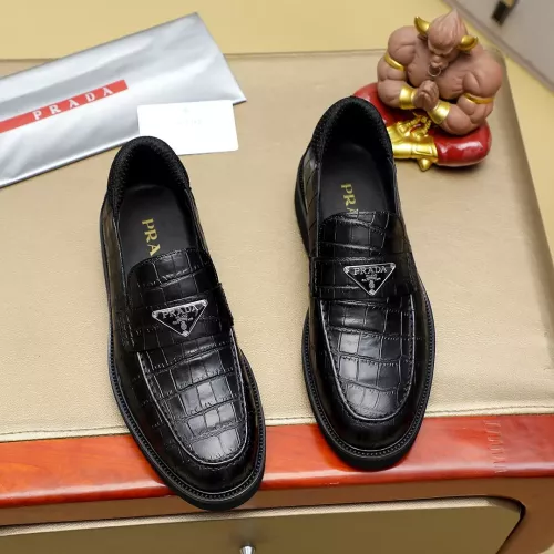 Replica Prada Leather Shoes For Men #1340218 $88.00 USD for Wholesale