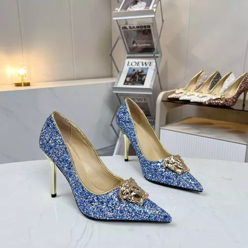 Versace High-Heeled Shoes For Women #1341725 $82.00 USD, Wholesale Replica Versace High-Heeled Shoes