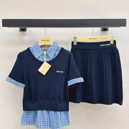 MIU MIU Tracksuits Short Sleeved For Women #1342249 $160.00 USD, Wholesale Replica MIU MIU Tracksuits