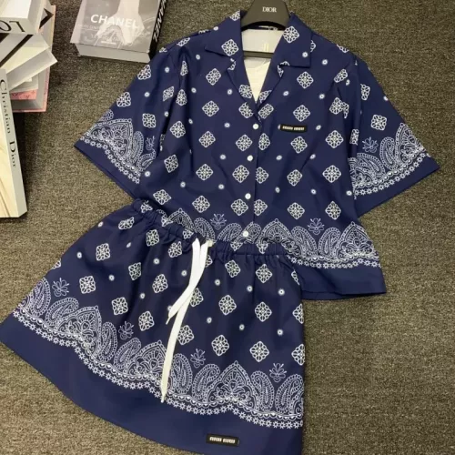 MIU MIU Tracksuits Short Sleeved For Women #1350970 $80.00 USD, Wholesale Replica MIU MIU Tracksuits