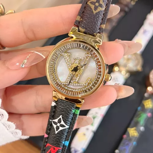 Louis Vuitton Watches In Gold For Women #1353838 $39.00 USD, Wholesale Replica Louis Vuitton Watches