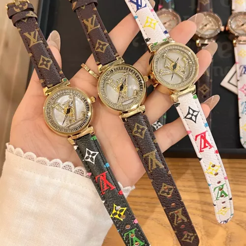 Replica Louis Vuitton Watches In Gold For Women #1353838 $39.00 USD for Wholesale