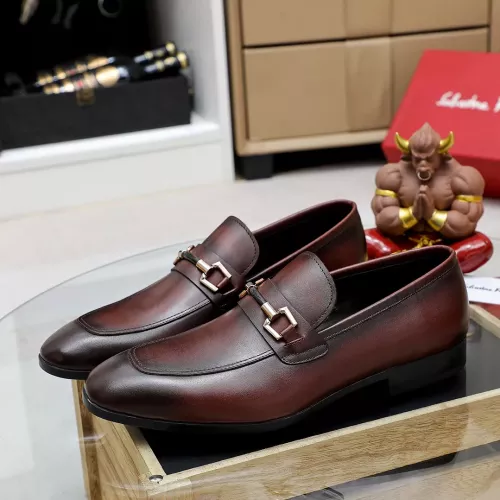 Replica Salvatore Ferragamo Leather Shoes For Men #1355583 $88.00 USD for Wholesale