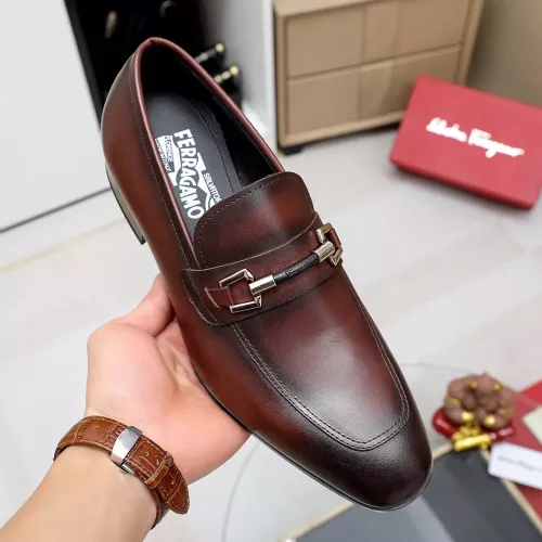 Replica Salvatore Ferragamo Leather Shoes For Men #1355583 $88.00 USD for Wholesale