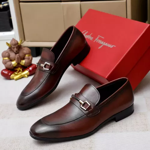 Replica Salvatore Ferragamo Leather Shoes For Men #1355583 $88.00 USD for Wholesale