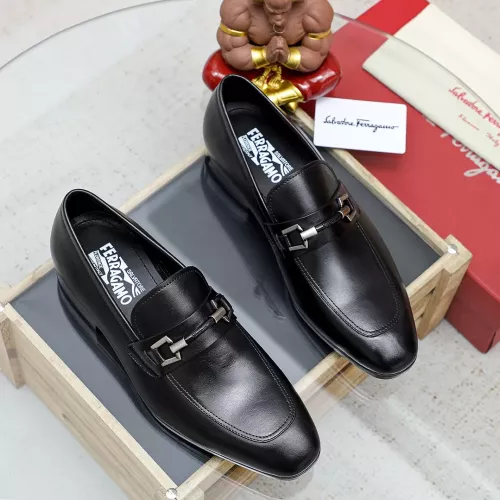 Replica Salvatore Ferragamo Leather Shoes For Men #1355585 $88.00 USD for Wholesale