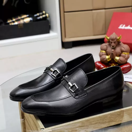 Replica Salvatore Ferragamo Leather Shoes For Men #1355585 $88.00 USD for Wholesale