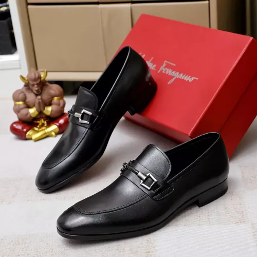 Replica Salvatore Ferragamo Leather Shoes For Men #1355585 $88.00 USD for Wholesale