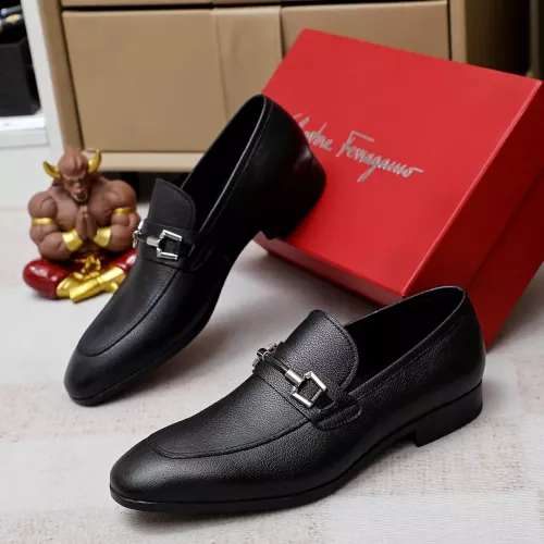 Replica Salvatore Ferragamo Leather Shoes For Men #1355586 $88.00 USD for Wholesale