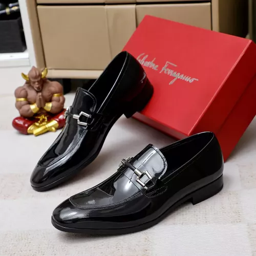 Replica Salvatore Ferragamo Leather Shoes For Men #1355587 $88.00 USD for Wholesale