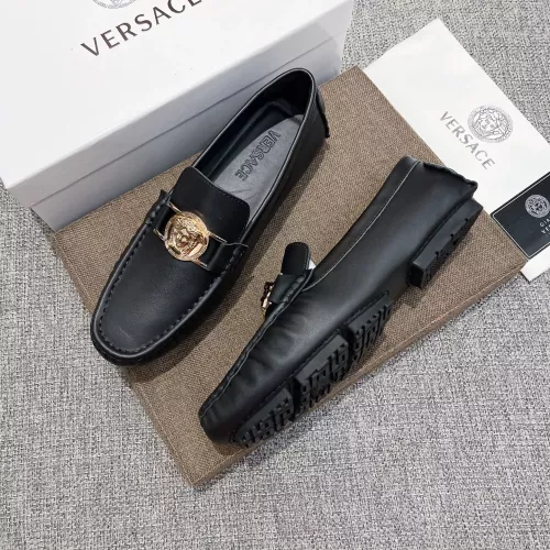 Versace Leather Shoes For Men #1373573 $85.00 USD, Wholesale Replica Versace Leather Shoes