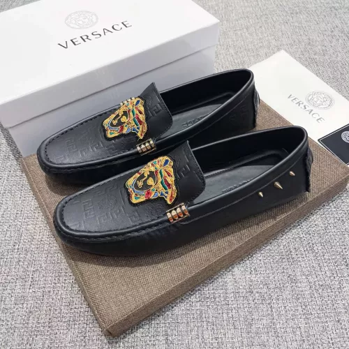 Versace Leather Shoes For Men #1373579 $85.00 USD, Wholesale Replica Versace Leather Shoes