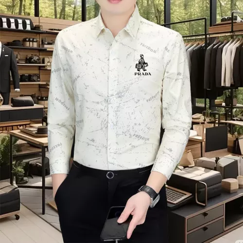 Prada Shirts Long Sleeved For Men #1374902 $56.00 USD, Wholesale Replica Prada Shirts