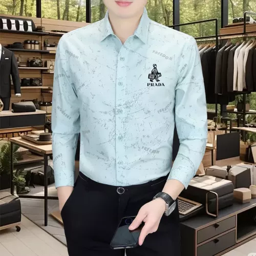 Prada Shirts Long Sleeved For Men #1374903 $56.00 USD, Wholesale Replica Prada Shirts